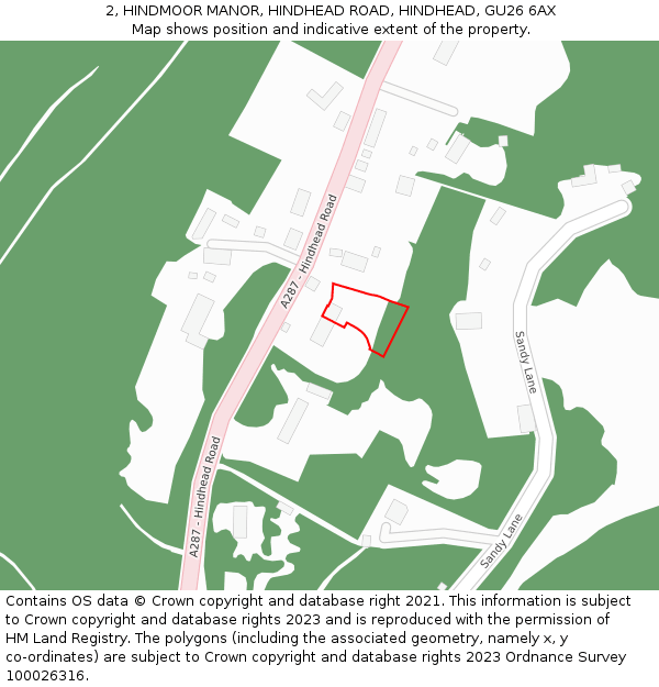 2, HINDMOOR MANOR, HINDHEAD ROAD, HINDHEAD, GU26 6AX: Location map and indicative extent of plot