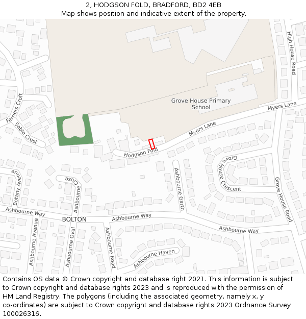 2, HODGSON FOLD, BRADFORD, BD2 4EB: Location map and indicative extent of plot