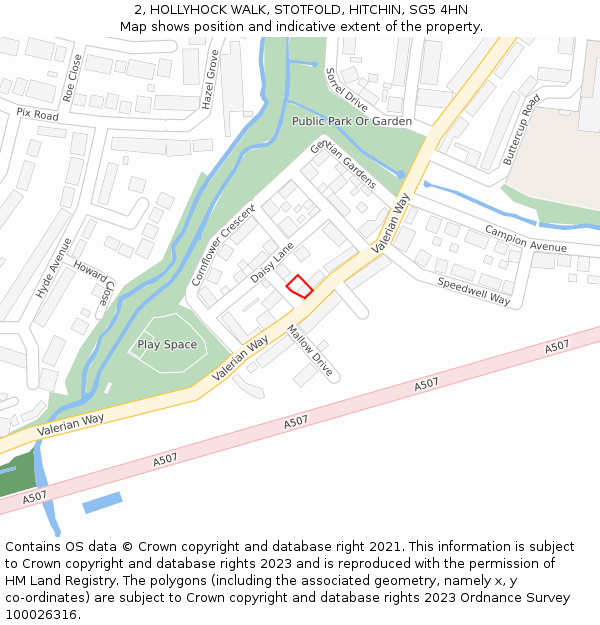 2, HOLLYHOCK WALK, STOTFOLD, HITCHIN, SG5 4HN: Location map and indicative extent of plot