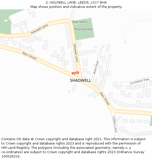 2, HOLYWELL LANE, LEEDS, LS17 8HA: Location map and indicative extent of plot