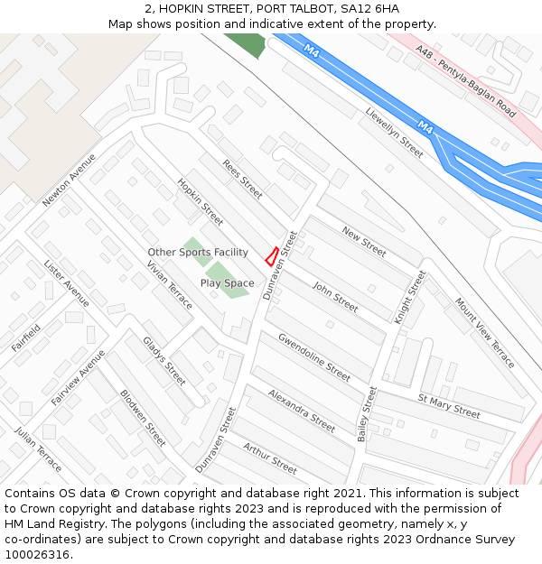 2, HOPKIN STREET, PORT TALBOT, SA12 6HA: Location map and indicative extent of plot