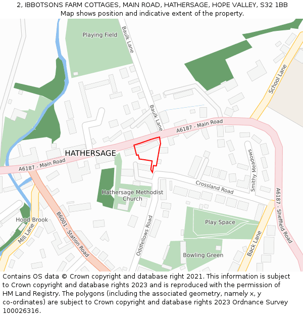 2, IBBOTSONS FARM COTTAGES, MAIN ROAD, HATHERSAGE, HOPE VALLEY, S32 1BB: Location map and indicative extent of plot