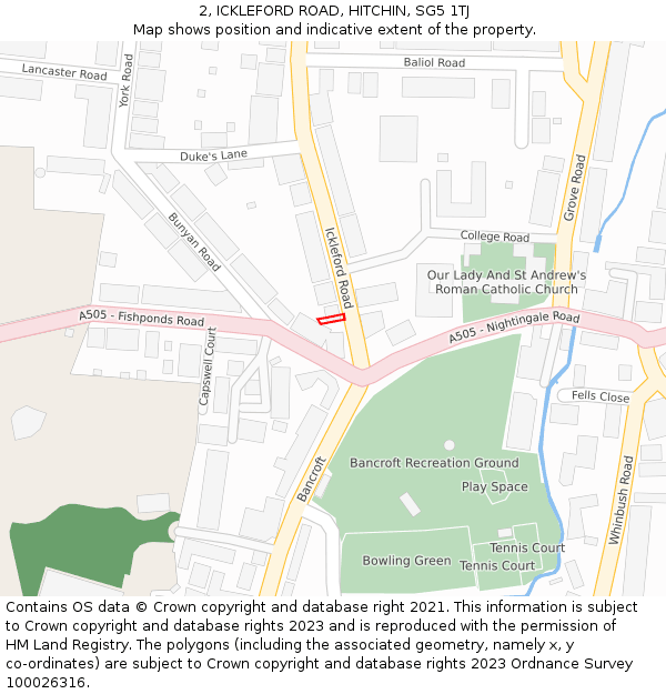 2, ICKLEFORD ROAD, HITCHIN, SG5 1TJ: Location map and indicative extent of plot