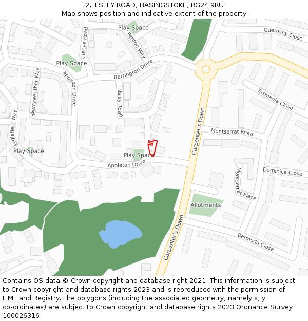 2, ILSLEY ROAD, BASINGSTOKE, RG24 9RU: Location map and indicative extent of plot