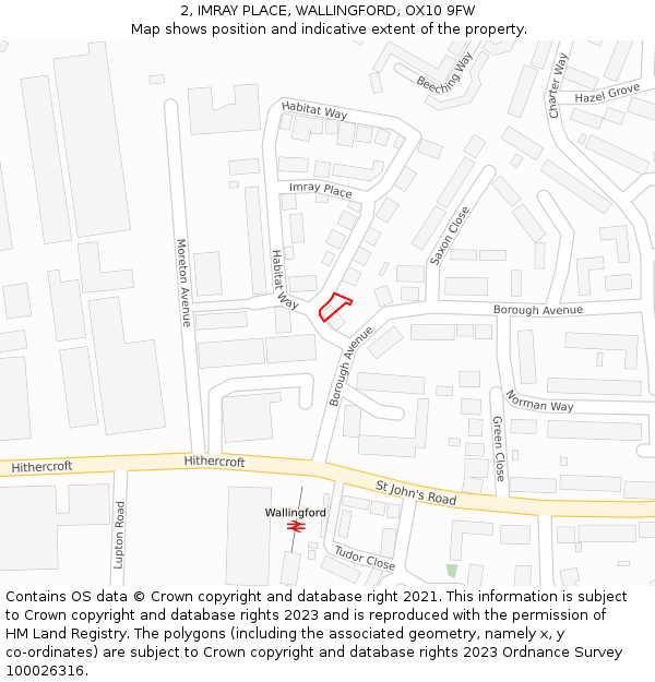 2, IMRAY PLACE, WALLINGFORD, OX10 9FW: Location map and indicative extent of plot