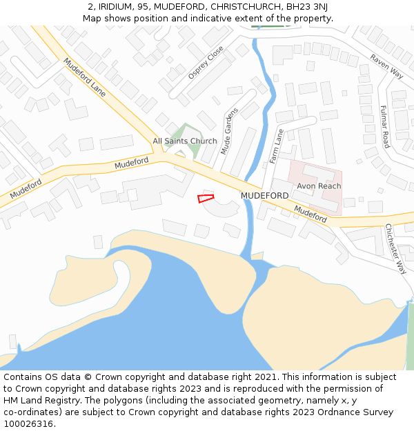 2, IRIDIUM, 95, MUDEFORD, CHRISTCHURCH, BH23 3NJ: Location map and indicative extent of plot
