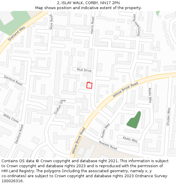 2, ISLAY WALK, CORBY, NN17 2PN: Location map and indicative extent of plot