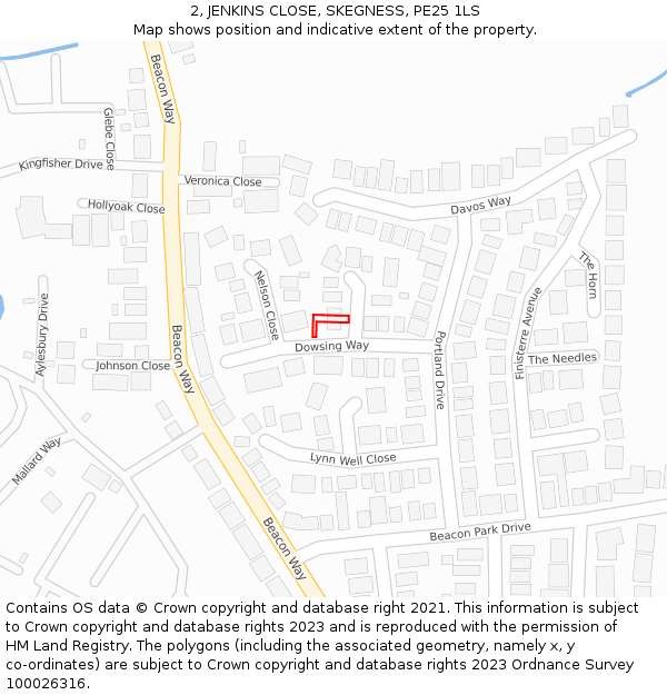 2, JENKINS CLOSE, SKEGNESS, PE25 1LS: Location map and indicative extent of plot