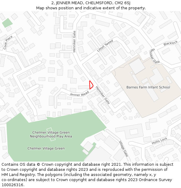 2, JENNER MEAD, CHELMSFORD, CM2 6SJ: Location map and indicative extent of plot
