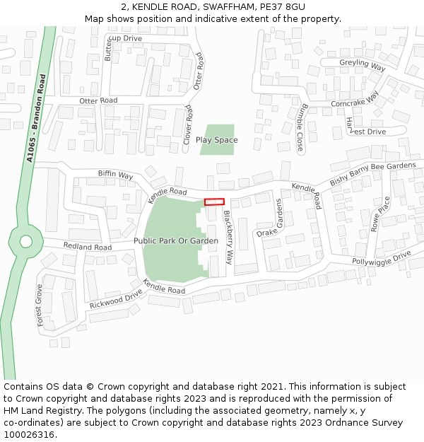 2, KENDLE ROAD, SWAFFHAM, PE37 8GU: Location map and indicative extent of plot