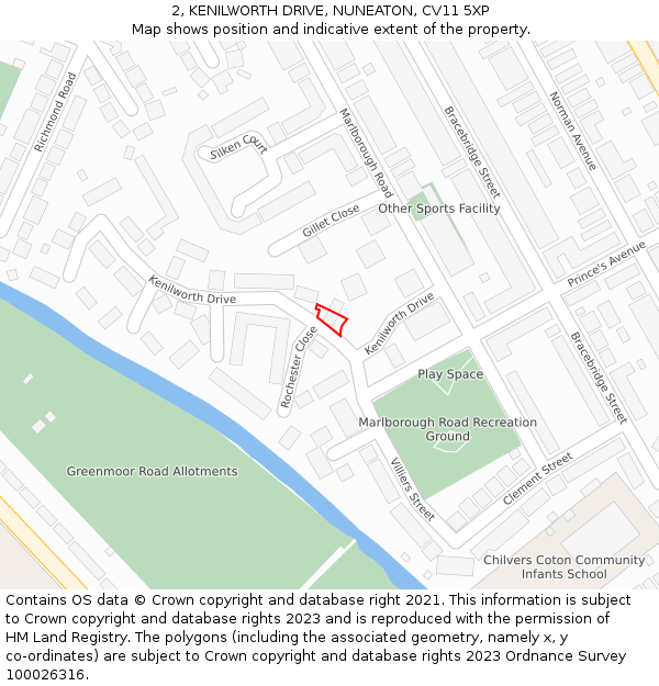 2, KENILWORTH DRIVE, NUNEATON, CV11 5XP: Location map and indicative extent of plot