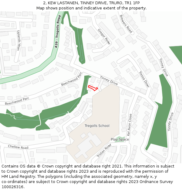 2, KEW LASTANEN, TINNEY DRIVE, TRURO, TR1 1FP: Location map and indicative extent of plot