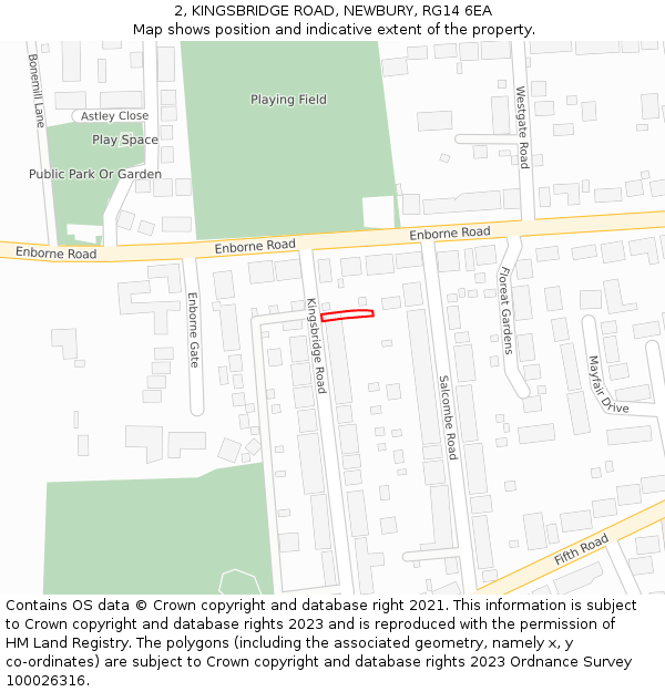 2, KINGSBRIDGE ROAD, NEWBURY, RG14 6EA: Location map and indicative extent of plot