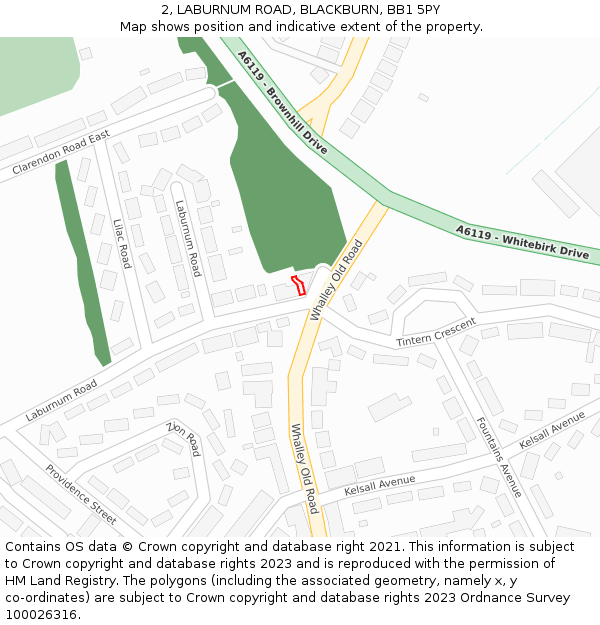 2, LABURNUM ROAD, BLACKBURN, BB1 5PY: Location map and indicative extent of plot