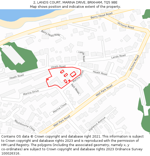 2, LANDS COURT, MARINA DRIVE, BRIXHAM, TQ5 9BE: Location map and indicative extent of plot