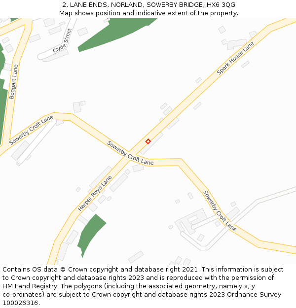 2, LANE ENDS, NORLAND, SOWERBY BRIDGE, HX6 3QG: Location map and indicative extent of plot