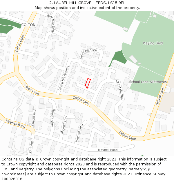 2, LAUREL HILL GROVE, LEEDS, LS15 9EL: Location map and indicative extent of plot