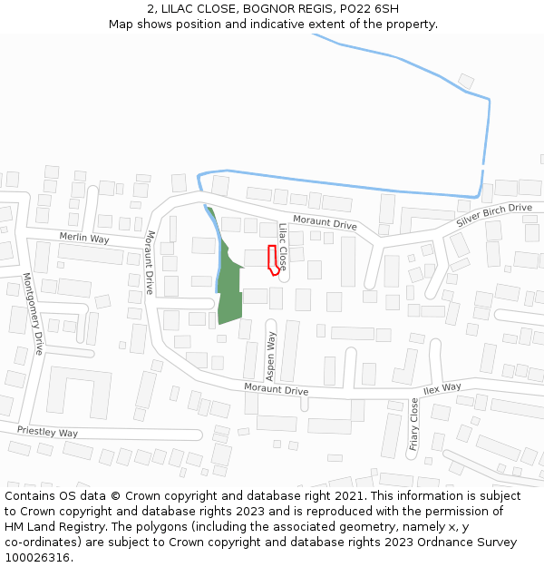 2, LILAC CLOSE, BOGNOR REGIS, PO22 6SH: Location map and indicative extent of plot