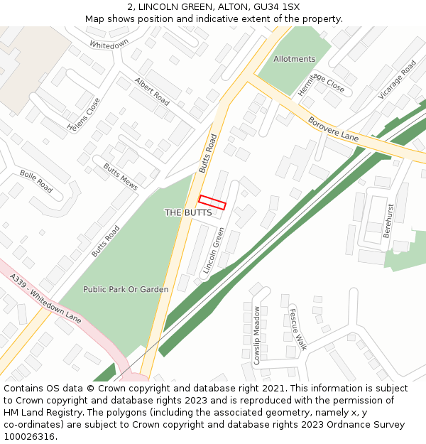 2, LINCOLN GREEN, ALTON, GU34 1SX: Location map and indicative extent of plot