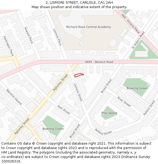 2, LISMORE STREET, CARLISLE, CA1 2AH: Location map and indicative extent of plot