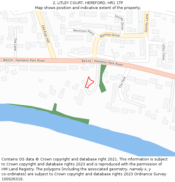 2, LITLEY COURT, HEREFORD, HR1 1TP: Location map and indicative extent of plot