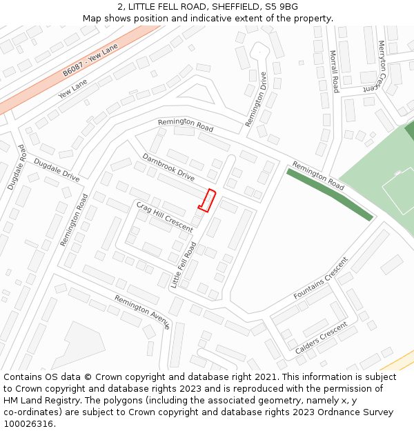 2, LITTLE FELL ROAD, SHEFFIELD, S5 9BG: Location map and indicative extent of plot