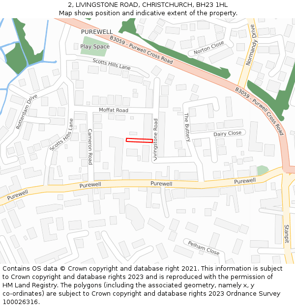2, LIVINGSTONE ROAD, CHRISTCHURCH, BH23 1HL: Location map and indicative extent of plot