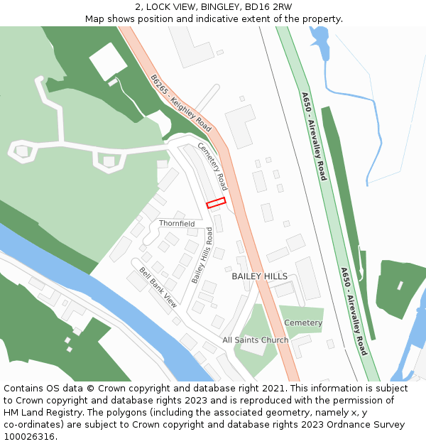 2, LOCK VIEW, BINGLEY, BD16 2RW: Location map and indicative extent of plot