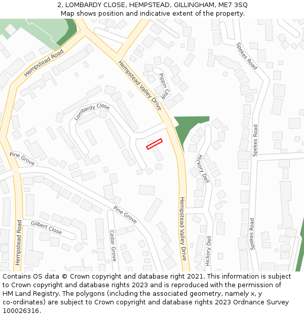 2, LOMBARDY CLOSE, HEMPSTEAD, GILLINGHAM, ME7 3SQ: Location map and indicative extent of plot