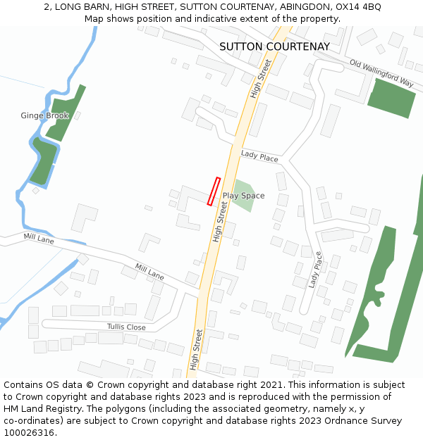 2, LONG BARN, HIGH STREET, SUTTON COURTENAY, ABINGDON, OX14 4BQ: Location map and indicative extent of plot