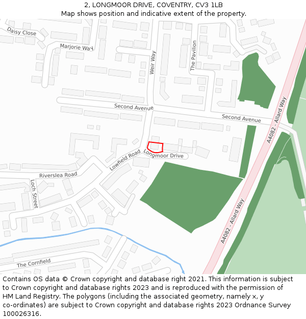 2, LONGMOOR DRIVE, COVENTRY, CV3 1LB: Location map and indicative extent of plot