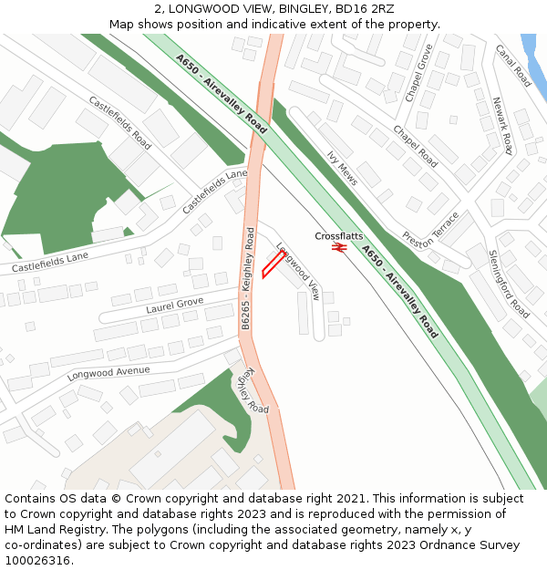 2, LONGWOOD VIEW, BINGLEY, BD16 2RZ: Location map and indicative extent of plot
