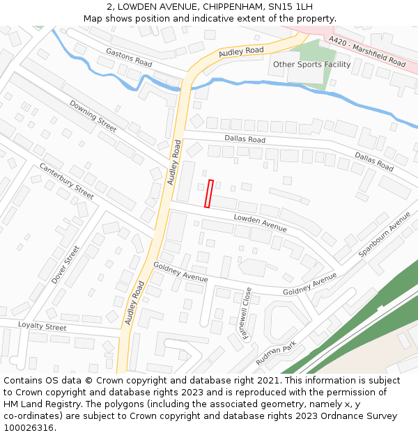 2, LOWDEN AVENUE, CHIPPENHAM, SN15 1LH: Location map and indicative extent of plot