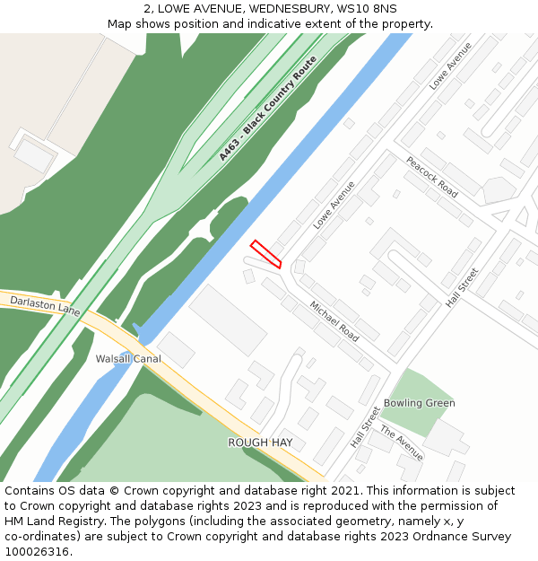 2, LOWE AVENUE, WEDNESBURY, WS10 8NS: Location map and indicative extent of plot