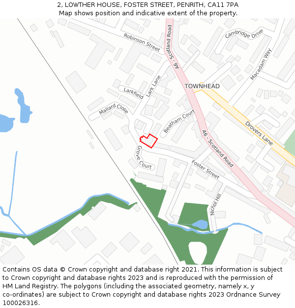 2, LOWTHER HOUSE, FOSTER STREET, PENRITH, CA11 7PA: Location map and indicative extent of plot