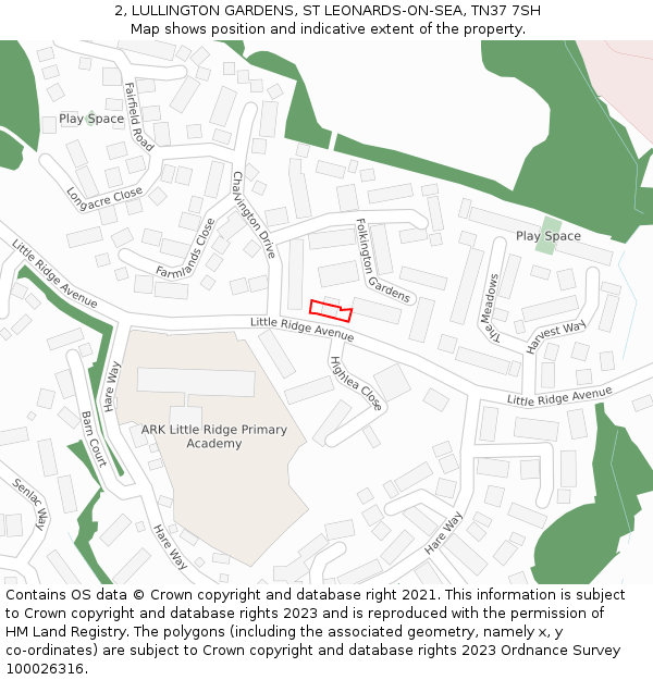 2, LULLINGTON GARDENS, ST LEONARDS-ON-SEA, TN37 7SH: Location map and indicative extent of plot