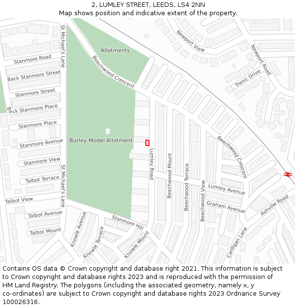 2, LUMLEY STREET, LEEDS, LS4 2NN: Location map and indicative extent of plot