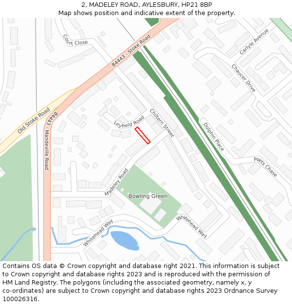2, MADELEY ROAD, AYLESBURY, HP21 8BP: Location map and indicative extent of plot