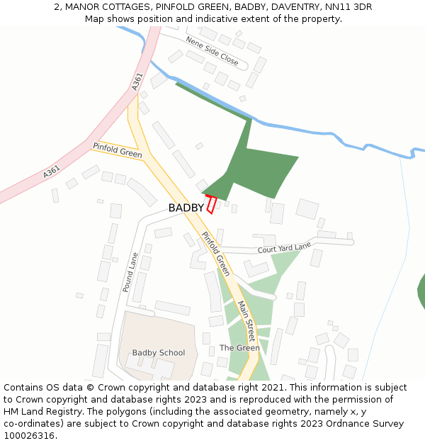 2, MANOR COTTAGES, PINFOLD GREEN, BADBY, DAVENTRY, NN11 3DR: Location map and indicative extent of plot