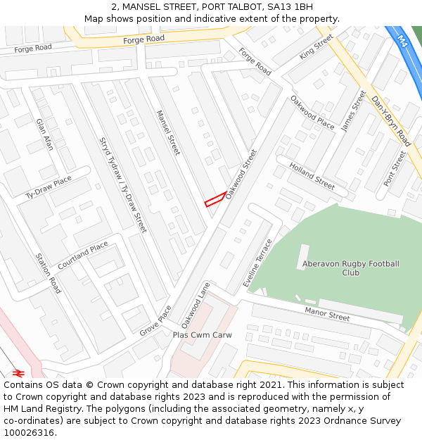 2, MANSEL STREET, PORT TALBOT, SA13 1BH: Location map and indicative extent of plot