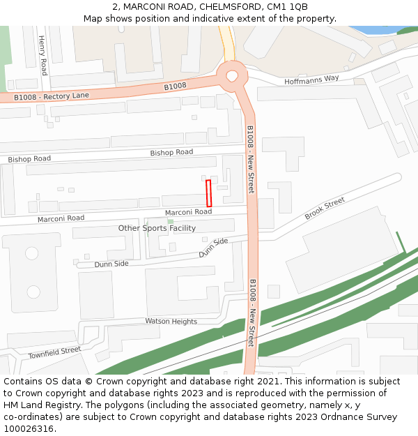2, MARCONI ROAD, CHELMSFORD, CM1 1QB: Location map and indicative extent of plot