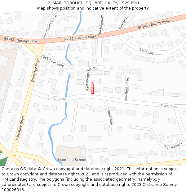 2, MARLBOROUGH SQUARE, ILKLEY, LS29 8PU: Location map and indicative extent of plot
