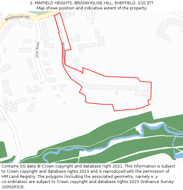2, MAYFIELD HEIGHTS, BROOKHOUSE HILL, SHEFFIELD, S10 3TT: Location map and indicative extent of plot