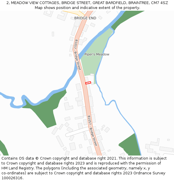2, MEADOW VIEW COTTAGES, BRIDGE STREET, GREAT BARDFIELD, BRAINTREE, CM7 4SZ: Location map and indicative extent of plot