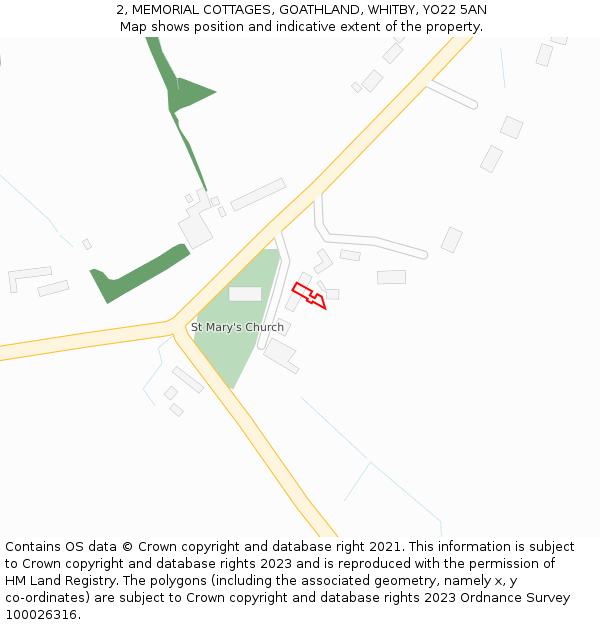2, MEMORIAL COTTAGES, GOATHLAND, WHITBY, YO22 5AN: Location map and indicative extent of plot