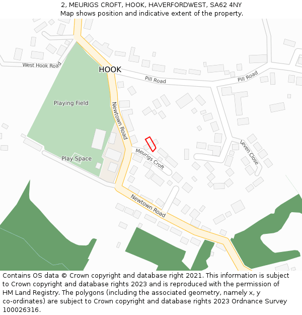 2, MEURIGS CROFT, HOOK, HAVERFORDWEST, SA62 4NY: Location map and indicative extent of plot