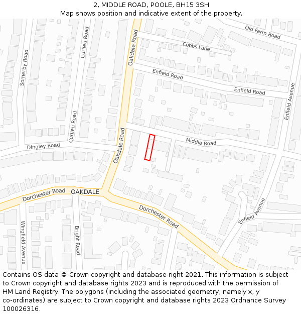 2, MIDDLE ROAD, POOLE, BH15 3SH: Location map and indicative extent of plot