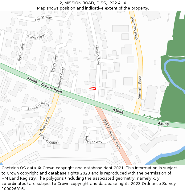 2, MISSION ROAD, DISS, IP22 4HX: Location map and indicative extent of plot