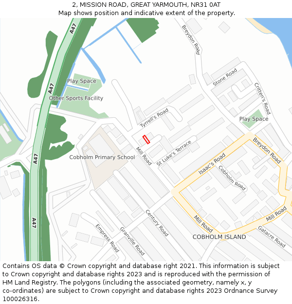 2, MISSION ROAD, GREAT YARMOUTH, NR31 0AT: Location map and indicative extent of plot