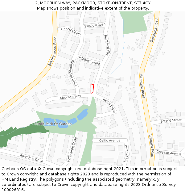 2, MOORHEN WAY, PACKMOOR, STOKE-ON-TRENT, ST7 4GY: Location map and indicative extent of plot